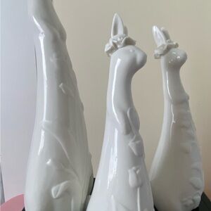 Elegant White Ceramic Rabbit Figurines